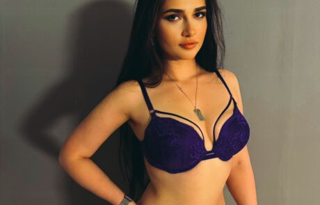 young girl in lingerie with long brown hair